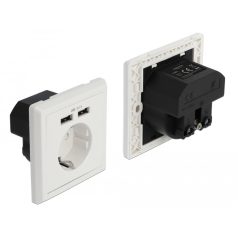   Delock 2,4 A-s fali csatlakozó (konnektor) 2 x A-típusú USB töltő porttal