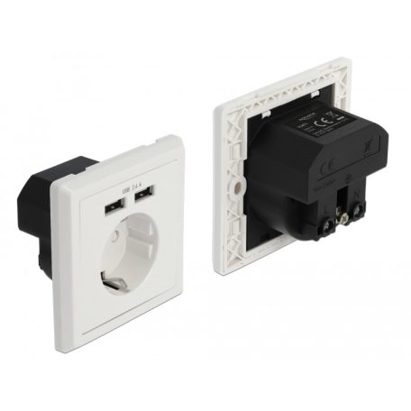 Delock 2,4 A-s fali csatlakozó (konnektor) 2 x A-típusú USB töltő porttal