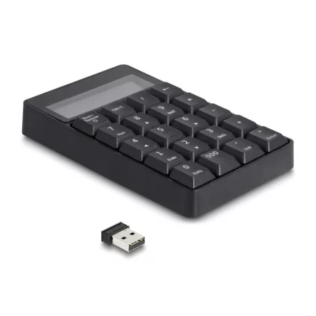 Delock 2 az 1-ben A típusú USB billentyűzet számológép funkcióval, 2,4 GHz, vezeték nélküli, fekete