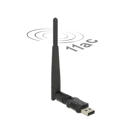 Delock USB 2.0-s, kétsávos WLAN ac/a/b/g/n Nano Stick, 433 Mbps, külső antennával