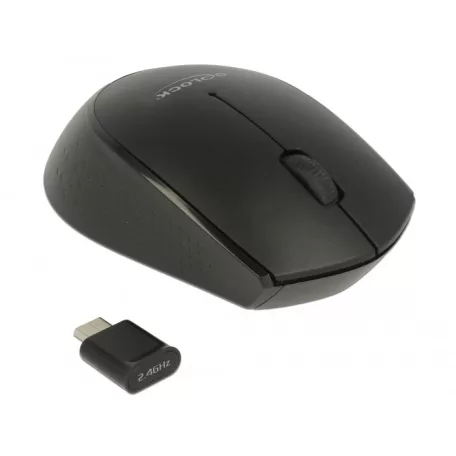 Delock Optikai USB Type-C háromgombos mini egér, 2,4 GHz-es, vezeték nélküli