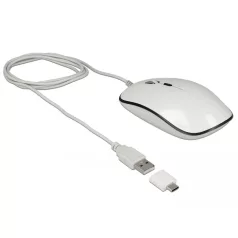   CSOMAGOLÁS SÉRÜLT Delock Optikai 4 gombos USB A-típusú + USB Type-C™ asztali egér