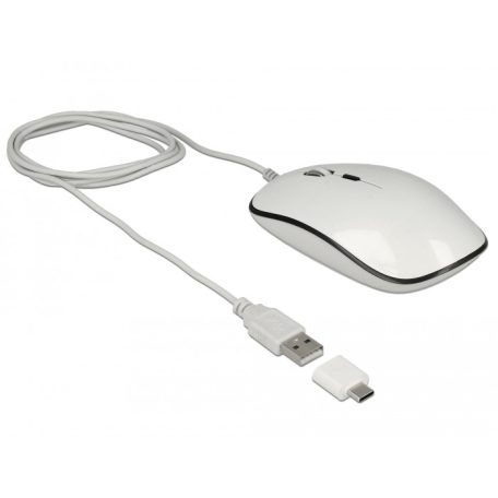 CSOMAGOLÁS SÉRÜLT Delock Optikai 4 gombos USB A-típusú + USB Type-C™ asztali egér