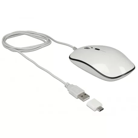 CSOMAGOLÁS SÉRÜLT Delock Optikai 4 gombos USB A-típusú + USB Type-C™ asztali egér