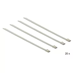   Delock Rozsdamentes acél kábelkötegelők, 150 x 4,6 mm (H x Sz), 20 darab