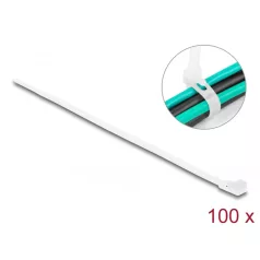   Delock Újrahasználható kábelkötegelő H 200 x Sz 4,8 mm 100 db. Fehér
