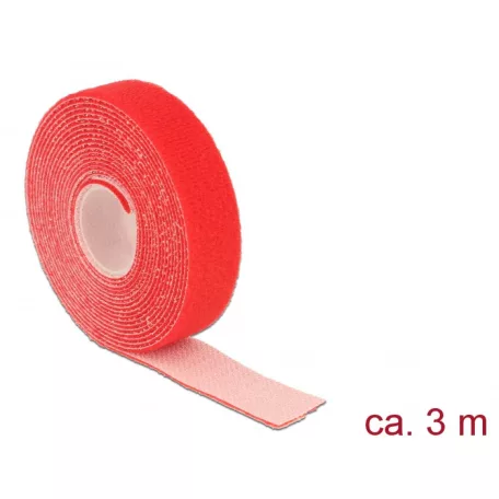 Delock Hurkolható rögzítők, 3 m x 20 mm (H x Sz) tekercs, piros