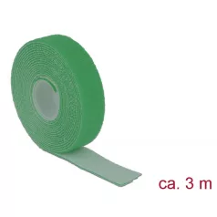   Delock Hurkolható rögzítők, 3 m x 20 mm (H x Sz) tekercs, zöld