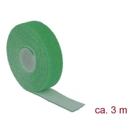 Delock Hurkolható rögzítők, 3 m x 20 mm (H x Sz) tekercs, zöld