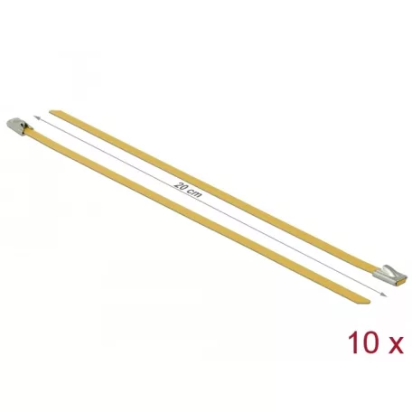 Delock Rozsdamentes Acél Kábelkötegek Hossza 200 x Szélesség 4,6 mm sárga 10 db.