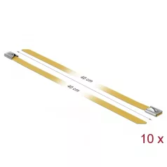   Delock Rozsdamentes Acél Kábelkötegek Hossza 400 x Szélesség 7,9 mm sárga 10 db.