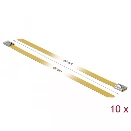 Delock Rozsdamentes Acél Kábelkötegek Hossza 400 x Szélesség 7,9 mm sárga 10 db.