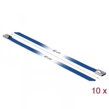 Delock Rozsdamentes Acél Kábelkötegek Hossza 400 x Szélesség 7,9 mm kék 10 db.