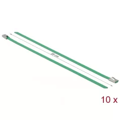   Delock Rozsdamentes Acél Kábelkötegek Hossza 200 x Szélesség 4,6 mm zöld 10 db.