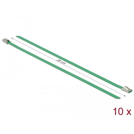Delock Rozsdamentes Acél Kábelkötegek Hossza 200 x Szélesség 4,6 mm zöld 10 db.