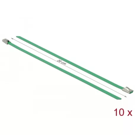 Delock Rozsdamentes Acél Kábelkötegek Hossza 200 x Szélesség 4,6 mm zöld 10 db.