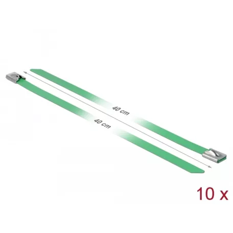 Delock Rozsdamentes Acél Kábelkötegek Hossza 400 x Szélesség 7,9 mm zöld 10 db.
