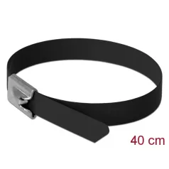   Delock Rozsdamentes Acél Kábelkötegek Hossza 400 x Szélesség 7,9 mm fekete 10 db.