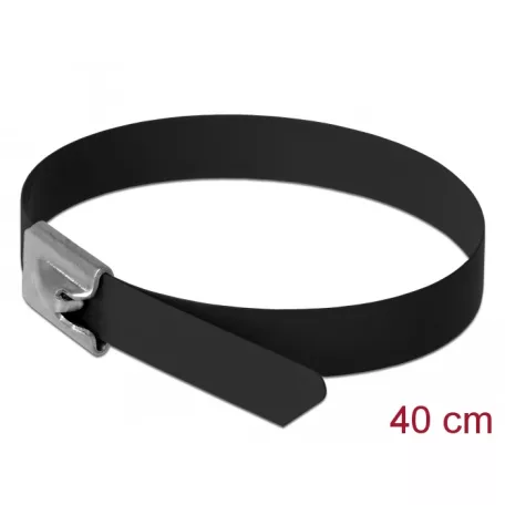 Delock Rozsdamentes Acél Kábelkötegek Hossza 400 x Szélesség 7,9 mm fekete 10 db.