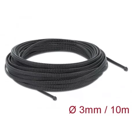Delock Fonott kábelharisnya nyújtható 10 m x 3 mm fekete