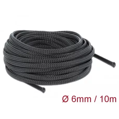 Delock Fonott kábelharisnya nyújtható 10 m x 6 mm fekete