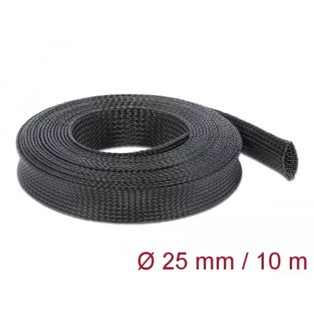Delock Fonott kábelharisnya nyújtható 10 m x 25 mm fekete