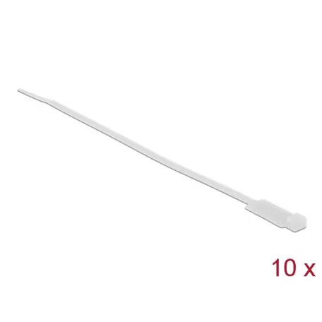 Delock Kábelkötöző címkével Hx 270 x Sz 4,8 mm, 10 darab fehér