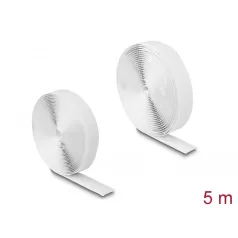   Delock Öntapadó tépőzáras szalag-szett, H 5 m és Sz 20 mm fehér