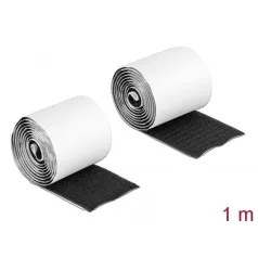   Delock Velcro öntapadó tépőzáras szalag-szett, H 1 m és Sz 50 mm fekete