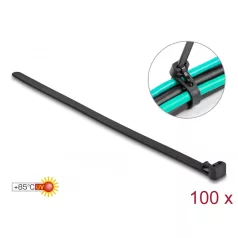   Delock Kábelösszekötő újrahasznosítható hőálló hossza 150 mm, szélessége 7,5 mm, 100 db. Fekete