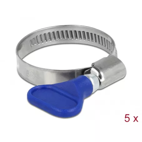 Delock Tömlőbilincs pillangó fogantyúval rozsdamentes acél 400 SS 25 - 40 mm 5 db. kék