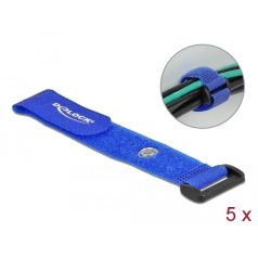   Delock Befűzős kábelkötegelő tépőzárral és szorító karikával hossza 190 mm, szélessége 25 mm, 5 db.