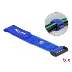   Delock Befűzős kábelkötegelő tépőzárral és szorító karikával hossza 190 mm, szélessége 25 mm, 5 db.
