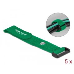   Delock Befűzős kábelkötegelő tépőzárral és szorító karikával hossza 190 mm, szélessége 25 mm, 5 db.
