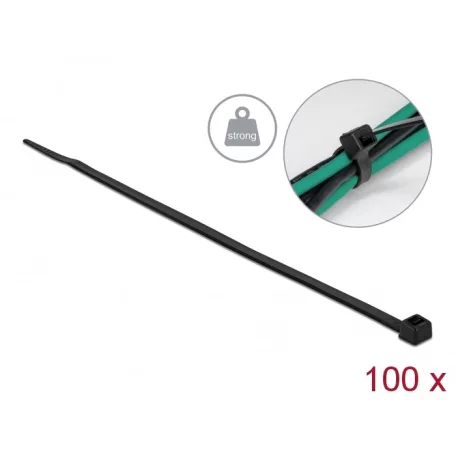 Delock Kábelkötöző magas szakítószilárdsággal hossza 200 x szélessége 4,8 mm, 100 db. Fekete