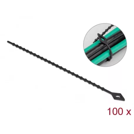 Delock Újrahasználható kötöző Hx 150 x Sz 2,4 mm 100 db. Fekete