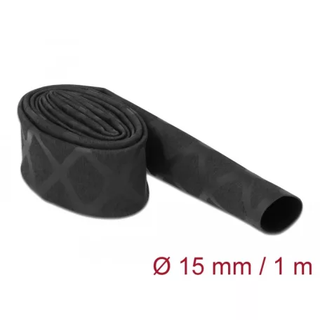 Delock Zsugorcső X-mintás nem csúszós 1 m x 15 mm fekete