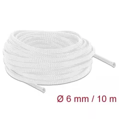 Delock Fonott kábelharisnya nyújtható 10 m x 6 mm fehér