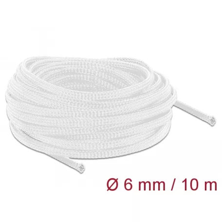 Delock Fonott kábelharisnya nyújtható 10 m x 6 mm fehér