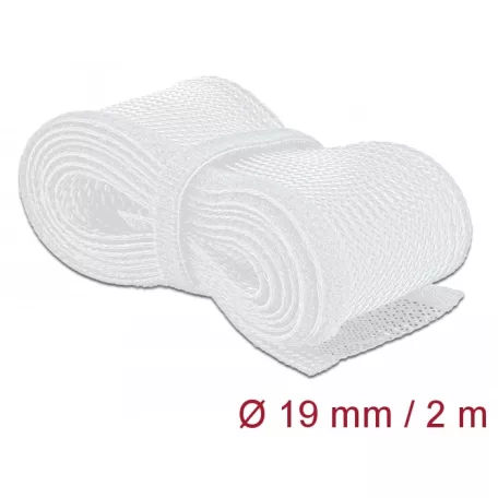 Delock Fonott kábelharisnya tépőzárral 2 m x 19 mm fehér
