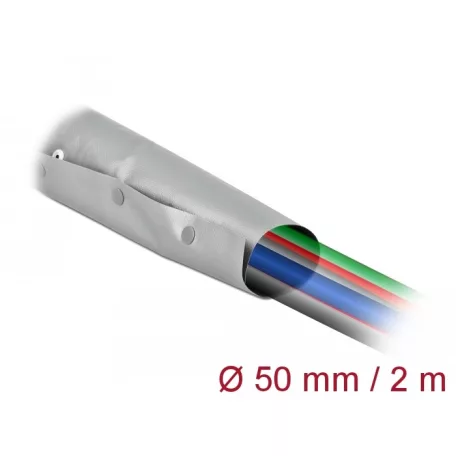 Delock Kábelkarmantyú patent szorítóval 2 m x 50 mm szürke / fekete
