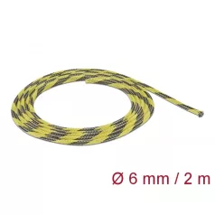   Delock Fonott kábelharisnya nyújtható 2 m x 6 mm fekete-sárga
