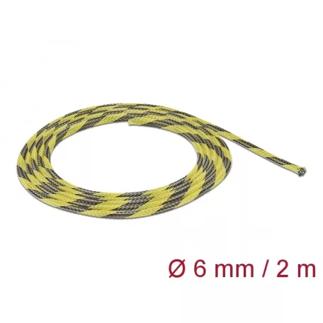 Delock Fonott kábelharisnya nyújtható 2 m x 6 mm fekete-sárga