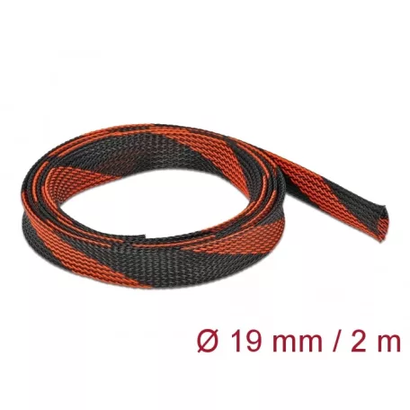 Delock Fonott kábelharisnya nyújtható 2 m x 19 mm fekete-piros