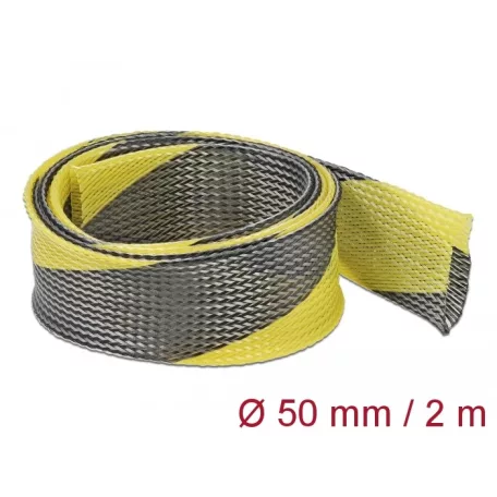Delock Fonott kábelharisnya nyújtható 2 m x 50 mm fekete-sárga
