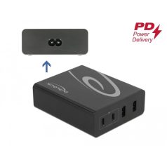   Delock USB töltő 2 db. USB Type-C™ PD + 2 db. A-típusú USB 112 W-tal