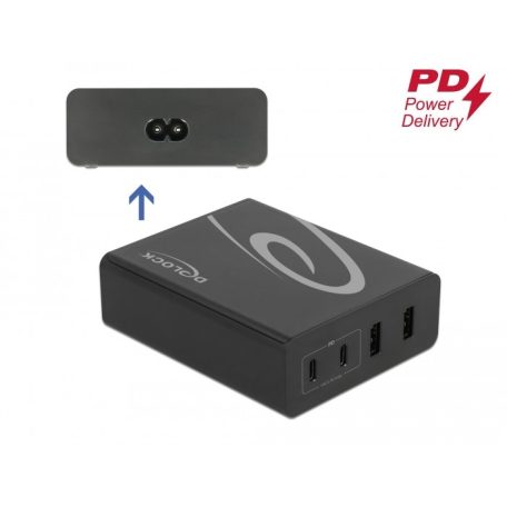Delock USB töltő 2 db. USB Type-C™ PD + 2 db. A-típusú USB 112 W-tal