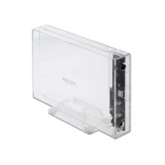   Delock Külső ház 3.5” SATA HDD-hez USB Type-C™ anya csatlakozóval átlátszó - eszközmentes