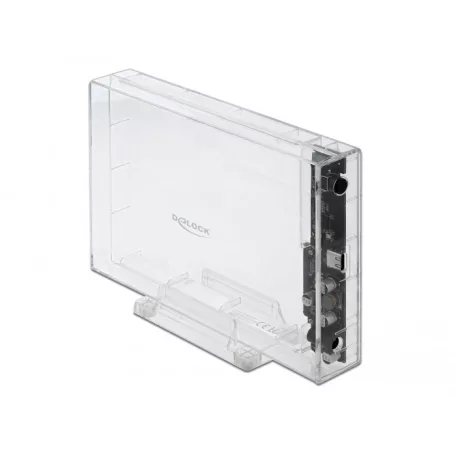 Delock Külső ház 3.5” SATA HDD-hez USB Type-C™ anya csatlakozóval átlátszó - eszközmentes