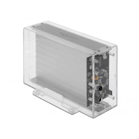 Delock Külső kettős ház 2 db. 3.5” SATA HDD-hez USB Type-C™ anya csatlakozóval átlátszó - eszközment